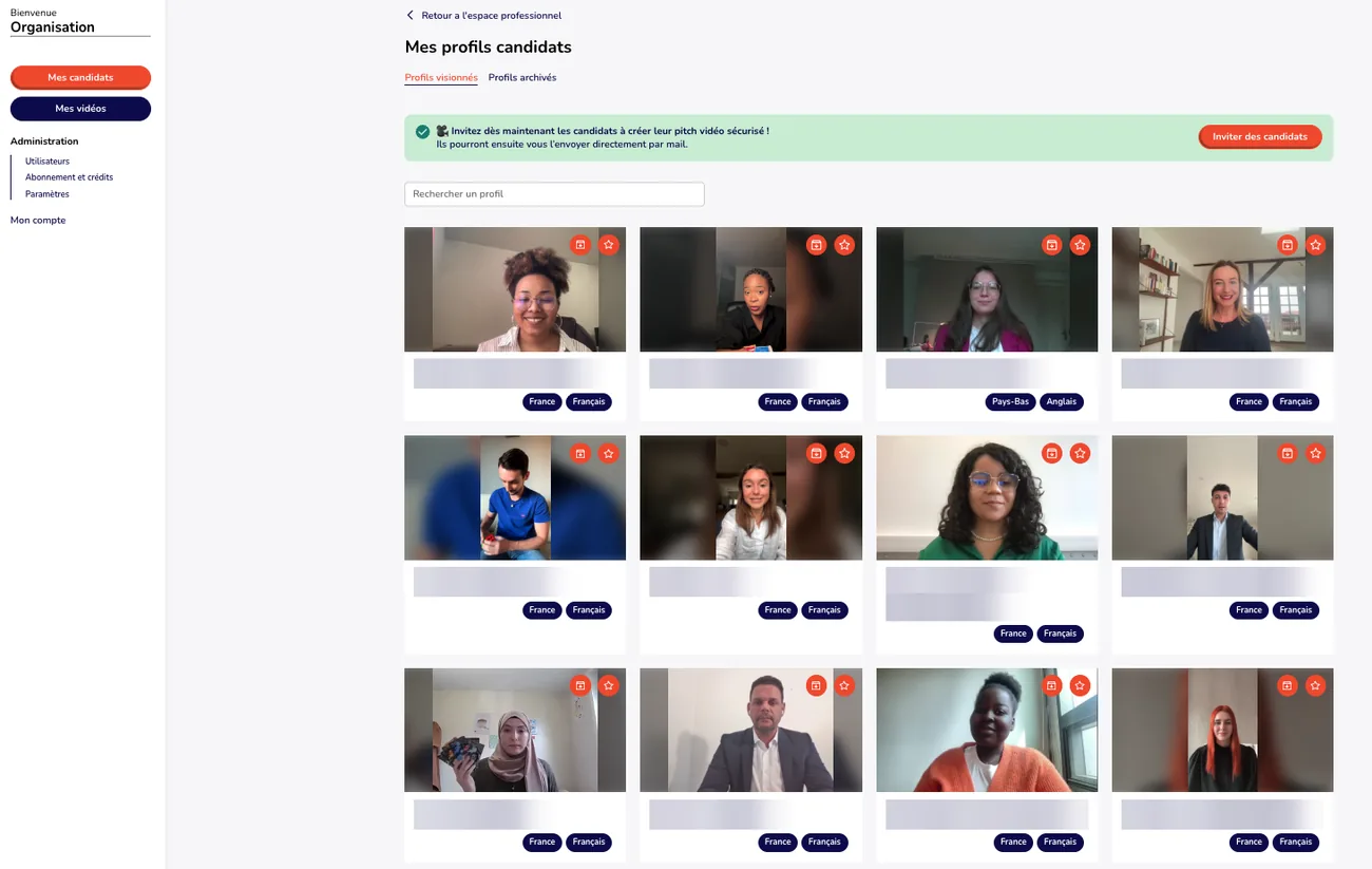 L’espace professionnel : la mosaïque des profils candidats en vidéo